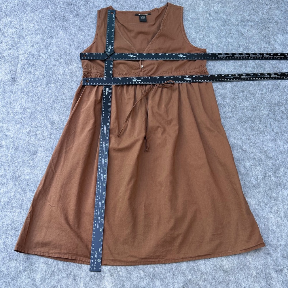 Lucky Brand Brown Cotton Sleeveless Empire Waist Midi Dress Medium Made in USA